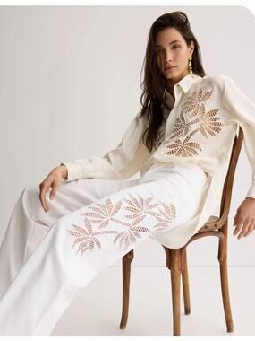 Diotima Lace Panel Silk Button-Up Shirt